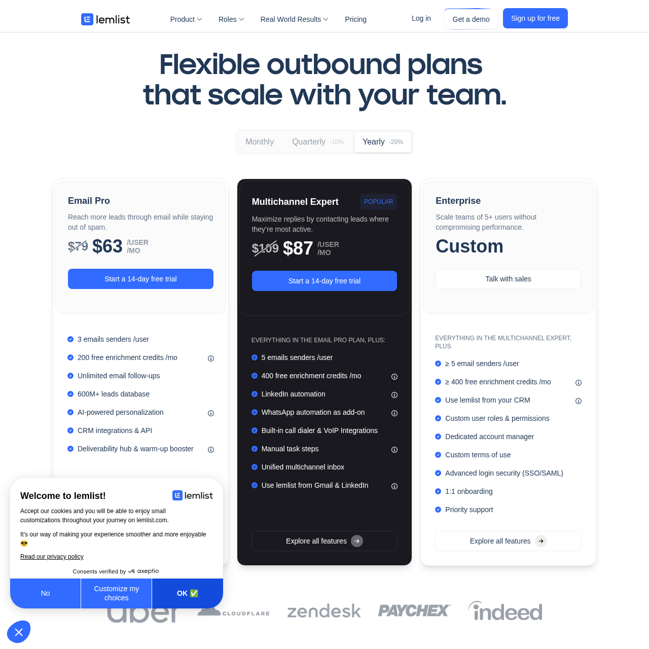 Lemlist pricing